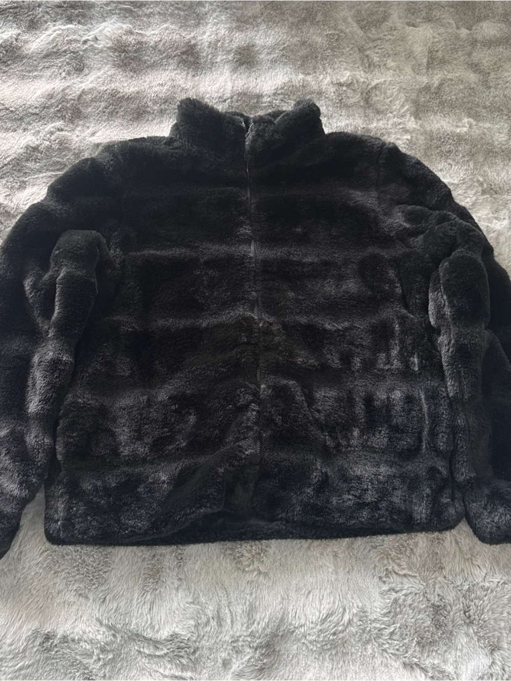 Time & Tru Black Faux Fur Jacket Juniors Size M-0516